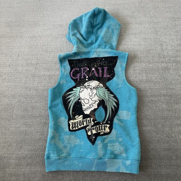 Grail The Unholy Grail Hoodie Women M Blue Rave Punk Zip Up Grunge Y2K Vest - Picture 1 of 7